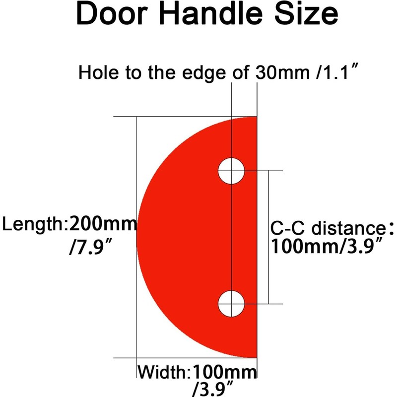 HMXBTO Half-Round Pull Handle, Double-Sided Heavy-Duty Aluminum Push-Pull Handle, Commercial-Grade