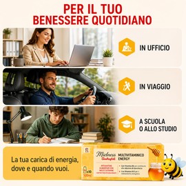 Ambrosoli Multivitaminico Energy con Miele – Integratore Stanchezza e Affaticamento – Vitamine B6 B12 – Metabolismo Energetico – 10 Flaconcini 10ml