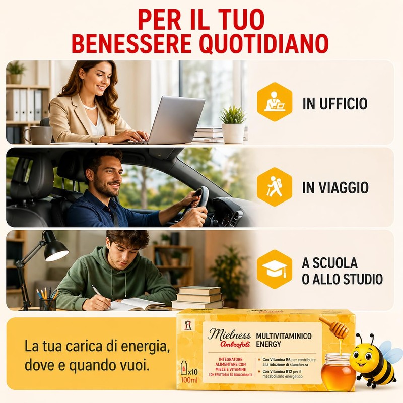 Ambrosoli Multivitaminico Energy con Miele – Integratore Stanchezza e Affaticamento