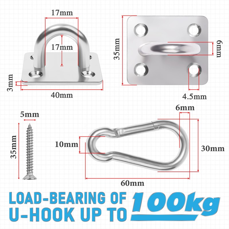 PAMAZY 4 PCS M6 Premium Heavy Duty Square Stainless Steel