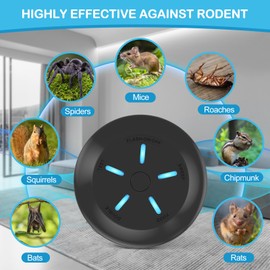 Mice Rat Repellent Indoor, Ultrasonic Repellent Rodent Mice, 360° Squirrel Repeller with 9 Strobe Lights, Repel Mouse/Squirrel/Bat for Attics, House