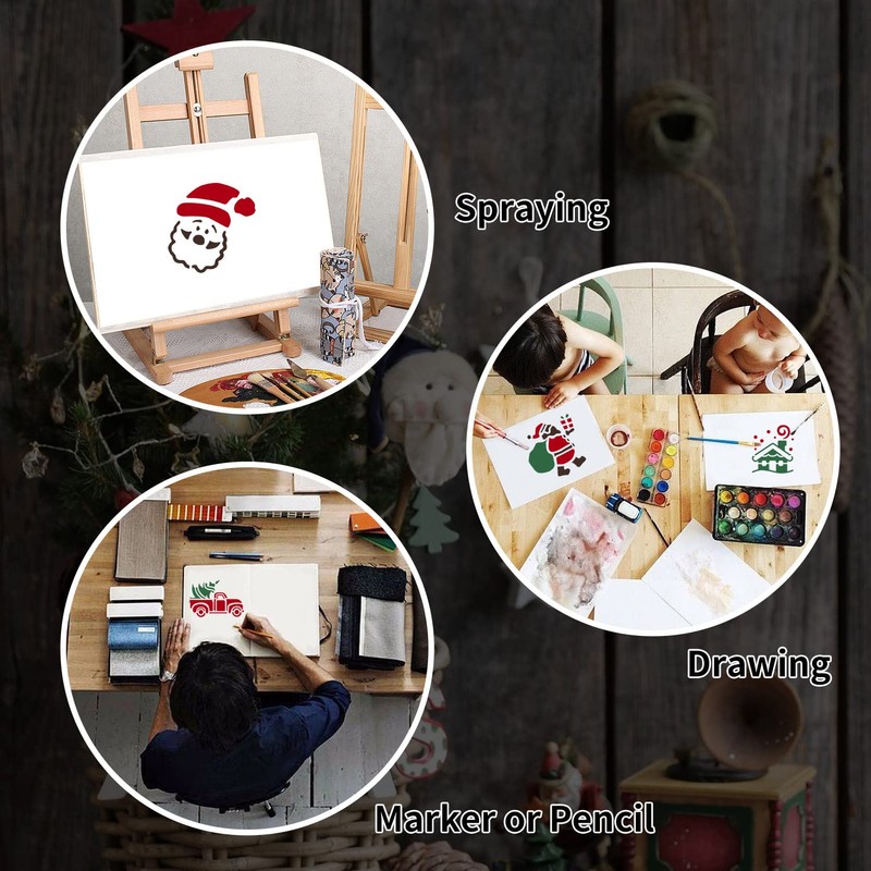 64Pcs Small Christmas Stencils, 3X3 Inch Reusable Craft Stencil for