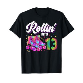 13th Birthday Shirt Girl 13 Year Old Roller Skate Skating T-Shirt