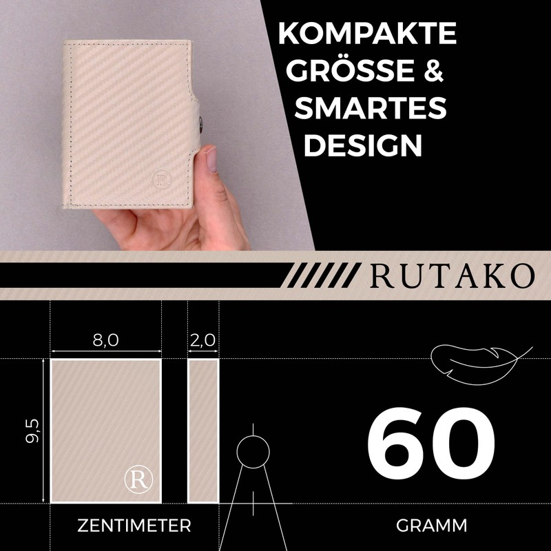 RUTAKO Slim Wallet with Coin Compartment, Mini Wallet for Men