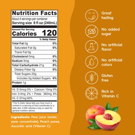 Ceres 100% All Natural Pure Fruit Juice Blend - Delicious Peach Edition - Rich in Vitamin C, No Added Sugar or Preservatives, Cholesterol Free, Gluten Free - 33.8 FL OZ (Pack of 6)