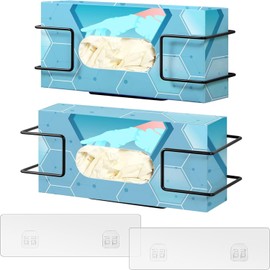 Mtxorvix Glove Box Holder Wall Mount Disposable Glove Dispenser, 2 Pack Metal Glove Rack for Rubber Latex Gloves Organizer Facial Tissue (Black)