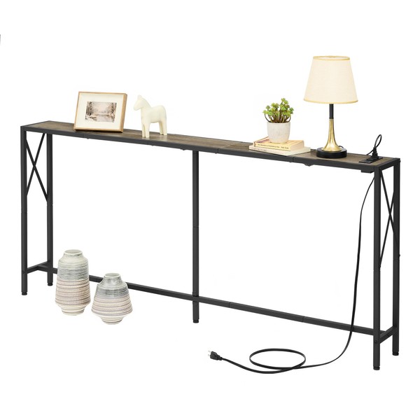 Gewudraw Console Table, 68.5" Narrow Sofa Table, Behind Couch Table,