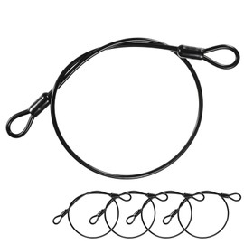 M METERXITY 5-Pack Security Cable Lock, 2FT 4mm PVC Coated Stainless Steel Luggage Lock Wire Rope with Double Loop for Travel/Gate/Bike, Cut-Resistant Braided Steel Cable [Black]