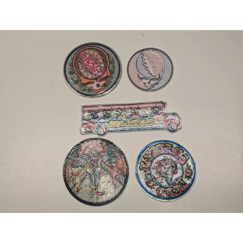 Grateful Dead Patch Set of Five iron on patches Embroidered