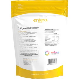 Entera | Colágeno Hidrolizado Puro 500g, Péptidos de Colágeno Tipo I y III, Suplemento Alimenticio, Sin Sabor, Sin Azúcar, Fácil de Mezclar, Incluye Medida Dosificadora, Libre de Gluten