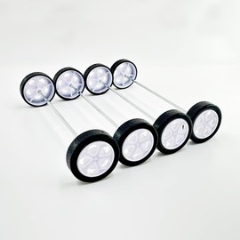 10PCS Small Toy Car Wheel 26mm Model Car Rubber Tire Wheels with 5PCS Shaft Round Axles for for RC Car Truck Robot DIY Model Toy Car Wheels Replace Accessories (2x26mm)