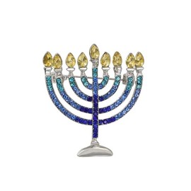 Hanukkah Menorah Brooch for Women Happy Hanukkah Brooch Pin Jewelry Creative Candlestick Lapel Pin Decoration Gift for Holiday-Style A