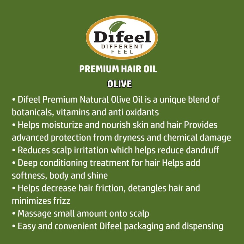 Difeel Aceite natural premium para el cabello, aceite de oliva,
