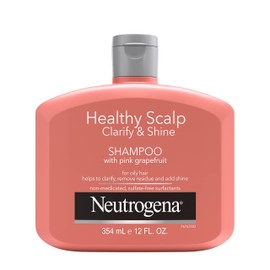 Neutrogena Exfoliating Healthy Scalp Clarifying Shampoo for Oily Hair & Scalp, Pink Grapefruit pH-Balanced Anti-Residue Formula Adds Shine, Sulfate, Paraben & Phthalate-Free, Color-Safe, 12 Fl Oz