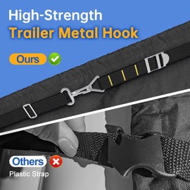 Zenicham 900D Marine Grade Fade and Tear Resistant Boat Cover，Heavy-Duty Waterproof and UV-Proof Boat Covers，Full Metal Fittings Trailerable Boat Cover Fits V-Hull,Tri-Hull,Runabout，Black