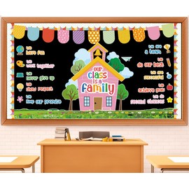 Our Class is A Family Motivational Bulletin Board Set – Colorful Positive Affirmation Classroom Decor – Inspirational Quote Paper Cutouts for Back to School, Nursery, Chalkboard & Wall Supplies