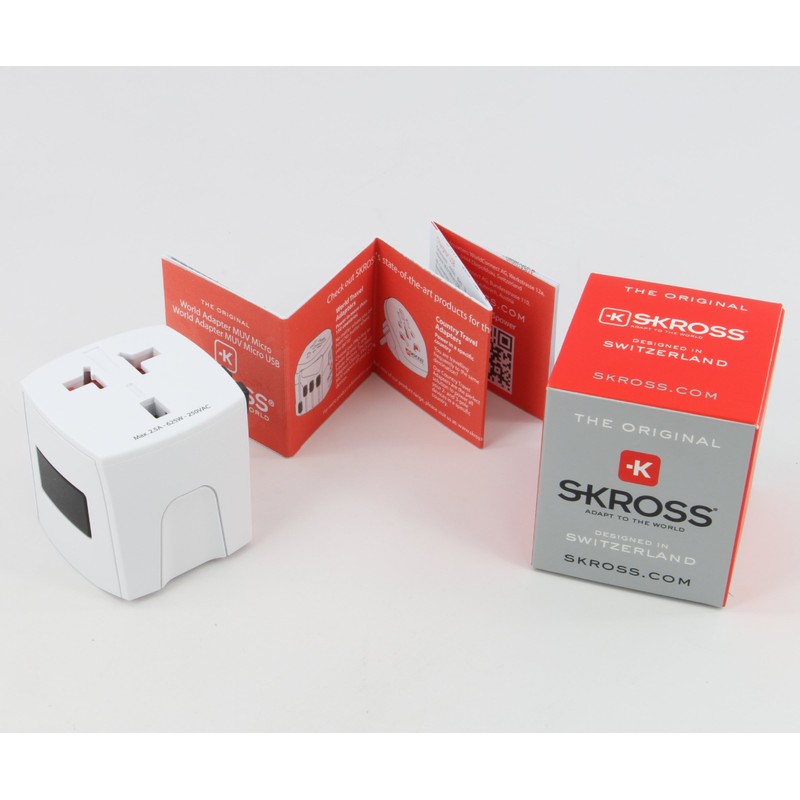 Skross World Travel Adapter Muv Micro Swiss Design. Smallest 2-Pole