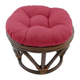 Blazing Needles Solid Twill Round Footstool Cushion, 18", Berry Berry