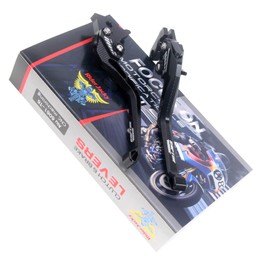 Riderjacky Long 5D Rhombus Hollow CNC Billet Adjustable Motorcycle Brake Clutch Levers Compatible with Yamaha YFM700 Raptor 700R 2000 2001 2002 2003 2004 2005 2006 (Black with Black Adjuster)