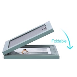 WISADD Horizontal 5X7 Picture Frames Double Hinged Wood Folding Photo Frames with Real Glass Front Fit for Desktop or Tabletop Display Pictures 4x6 with Mat, Teal Blue XLAN-H75X2