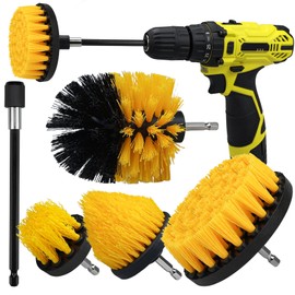5 Pcs Drill Brush Kit, Drill Brush Attachment Set for Car Carpet, Cleaning Brush Supplies Kit for Bathroom Surface, Floor Mat, Car Detailing, Drill Scrubber Brush Kit Accessories for Cleaning Wheels