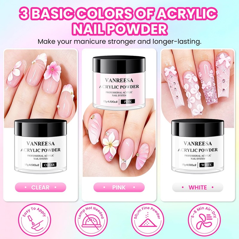 Acrylic Nail Kit for Beginners with 10 Colors Gel Nail