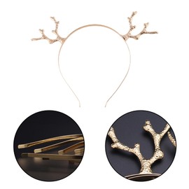 HIXNUG Christmas Antler Headband Reindeer Antler Hairband Xmas Hair Hoops for Women Deer Headband Gold