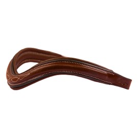Exion Leather Browband For English Horse Bridle- Curved Shape, Soft Padded, Designer Stitched Equestrian Browband