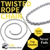 ChainsHouse Twisted Rope Chain with Jewellery Clasp, 316L Stainless Steel,