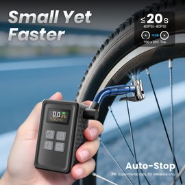 Mini Bicycle Pump with Gauge, Max 150PSI Electric Bike Pump with Presta & Schrader Valve, 4X Faster, Auto Stop, Brushless Motor, Upgraded Portable Bike Tire Pump for E-Bike, MTB, Road Bike, Ball, etc