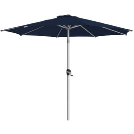 BLUU 9 FT Aluminum Outdoor Patio Umbrella, 5-YEAR Fade-Resistant Outdoor Market Table Umbrella with Push Button Tilt, for Pool, Deck, Garden and Lawn (Navy Blue)
