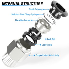 TAILONZ PNEUMATIC Copper Male Thread Straight 4mm OD x 3/8 BSP Push In Fittings PC4-03 (Pack of 10)
