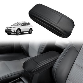 Muslogy Center Console Armrest Cover Compatible with Toyota RAV4 2013-2018 Comfort Armrest Pad Arm Rest Cushion Vegan Leather Protector Regular Thick