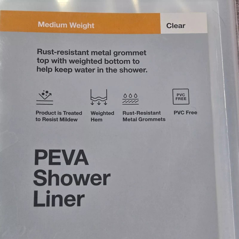 Made By Design Peva Shower Liner Medium Weight Clear 71"