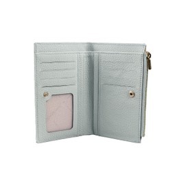 grande 2804 Genuine Leather Medium Bifold Wallet For Women Minimalist Wallet Ladies Zippered Mini Purse Small Card Holder (Gray)