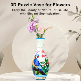 3D Puzzle Vase for Adults, Unique Flower Vase with 160 Curved Plastic Pieces, Crafts for Adults, for Flower Arranging and Home Décor, Housewarming Gift (Parrot)