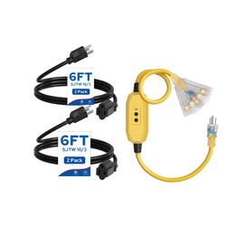 WILAWELS 2-Pack 6FT Extension Cord, 16/3 SJTW Durable Power Cable 3FT Extension Cord, GFCI Outdoor Extension Cord B02ECP206-Y05EC06