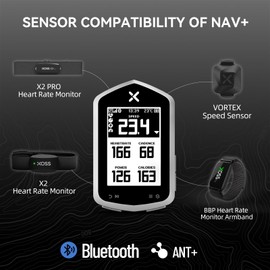 XOSS NAV Plus GPS Bike Computer with Bluetooth, 2.4"" Ant+ Bike Computer Wireless with 33hs Long Battery Life, IPX7 Waterproof Map Navigation Bike Computer with Auto Backlight & Rear 3D Video, Black