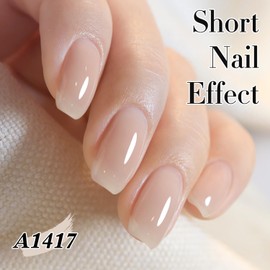 Double Rhythm Translucent Gel Polish Sheer Neutral Natural Light Milky Same Color Same Bottle 15ML Jelly Nail Polish Nail Art DIY at Home (Nude Beige-A1417)