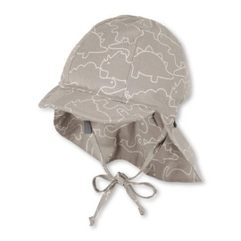 Sterntaler Baby Boys Peaked Cap Ties Neck Protection and Dinosaur Motif Hat, Grey (smoke grey 566)