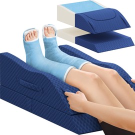 CushZone Leg Pillow, Leg Elevation Pillows for After Surgery, Double Leg & 3 Height Adjustable Bolster Pillow, Leg Pillow Elevation Blood Circulation, for Post-Surgery, Blue
