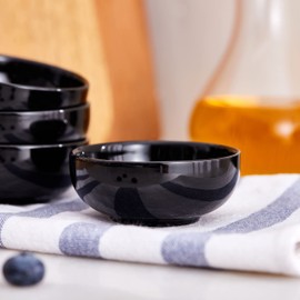 Swuut Ceramic Bowls 4oz Mini Bowl Set Dipping Soy Bowls 6 Pack (Black)