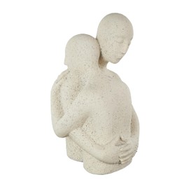 Deco 79 Polystone People Decorative Sculpture Hugging Home Decor Statue with Black Speckles, Accent Figurine 10" x 9" x 15", White