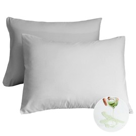Vallein Waterproof Pillowcase, 16.9 x 24.8 inches (43 x 63 cm), Set of 2, Envelope Type, Washable, Completely Waterproof, Pillow Case, Dust Mite Resistant, Antibacterial, Odor Resistant, Pillow Cover, For Pets, Moisture Resistant, Water Care (Light Gray)