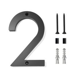Floating Address House Numbers,Large Modern Acrylic House Street Numbers,6 Inch Black Outside Big House Numbers with Nail Kits for Door Yard Mailbox Decor (House Numbers-2)