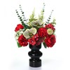 UBOSU Artificial Flower in Black Glass vase, Red Roses, Carnations,