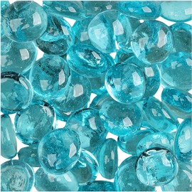 LiFschal 200G(0.45LB) Flat Glass Marbles,Sky Blue Colour Mini Glass Gems,Flat Bottom Marble Beads,Vase Fillers Beads Decorative Glass Pebbles for Fish Tank Home Decorative,60-70PCS(0.51"-0.71")