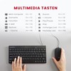 Perixx PERIDUO-212B DE, Kompaktes Mini Tastatur und Maus Set, USB-Kabel,