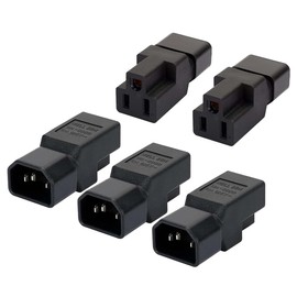 Strhowill (5Pack) IEC320 C14 Male to Nema 5-15R Power Converter Adapter,C14 to 5-15R PDU USA UPS Extension Power Plug Adapter,Male-Female
