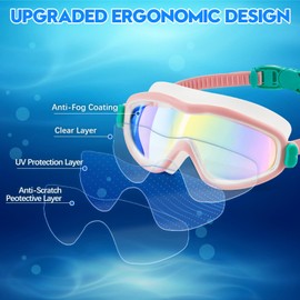 YLYUELANG Swim Goggles for Adult Youth, No Leaking Anti-Fog UV Protection Swimming Goggles, 180° Wide View Clear Vision Pool Goggles